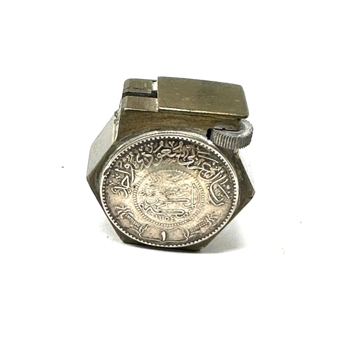 487 - Vintage silver coin set cigarette lighter