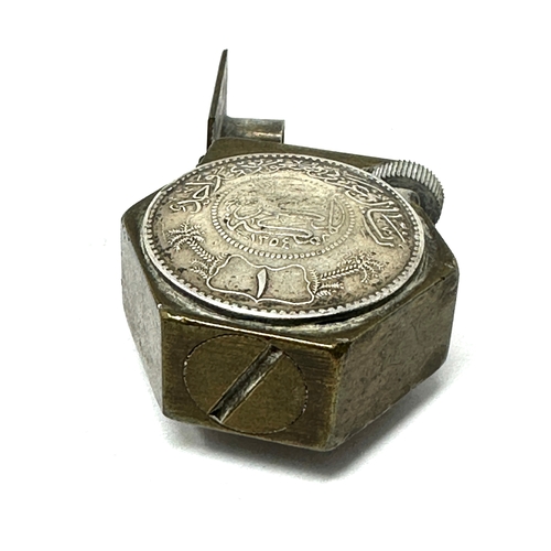 487 - Vintage silver coin set cigarette lighter