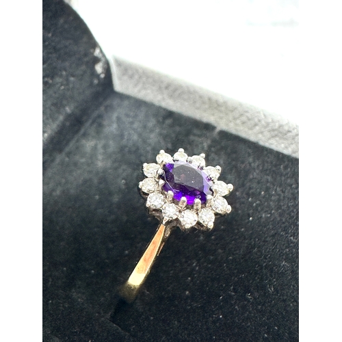 95 - 9ct gold amethyst & diamond ring 1.6g