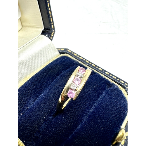 96 - 9ct gold pink sapphire & diamond ring 1.8g