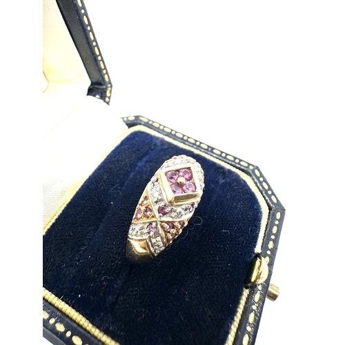 106 - 9ct gold pink sapphire ring 3g