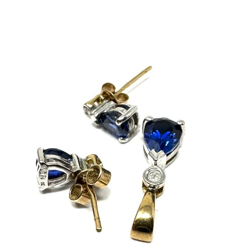 116 - 9ct gold tanzanite & diamond earrings & pendant weight 2g