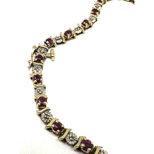 151 - 9ct gold ruby & diamond bracelet  
6.7g