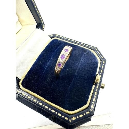 154 - 9ct gold amethyst & diamond ring 1.5g