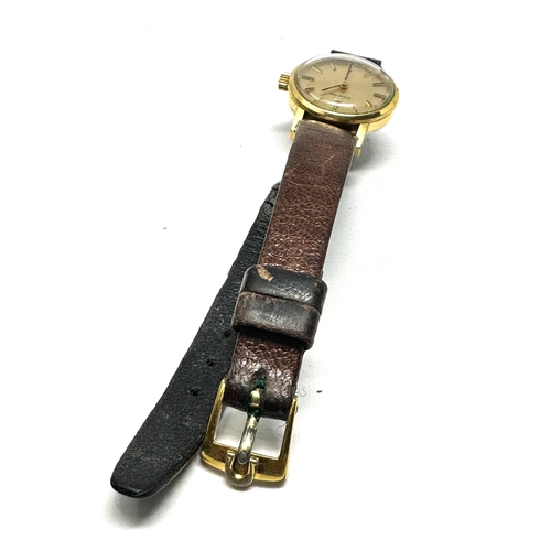 467 - Vintage ladies omega wrist watch and omega leather strap the watch is not ticking