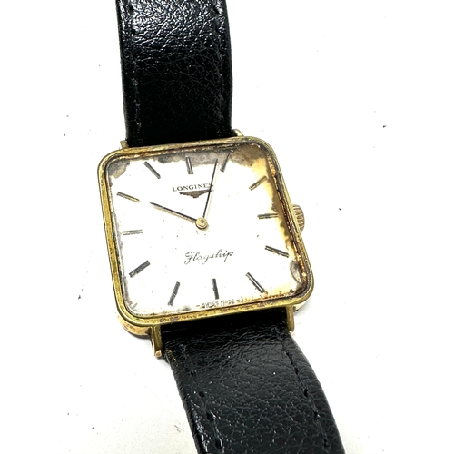 470 - Vintage gents Longines Flagship wrist watch the watch is ticking dial stained