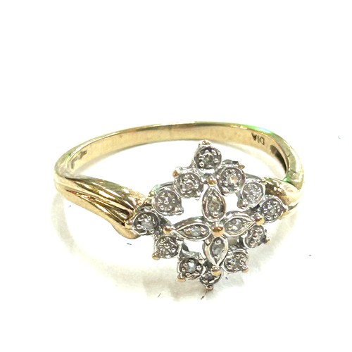 395 - Ladies 9ct gold and diamond hallmarked ring, ring size total Q, overall weight 2.3g