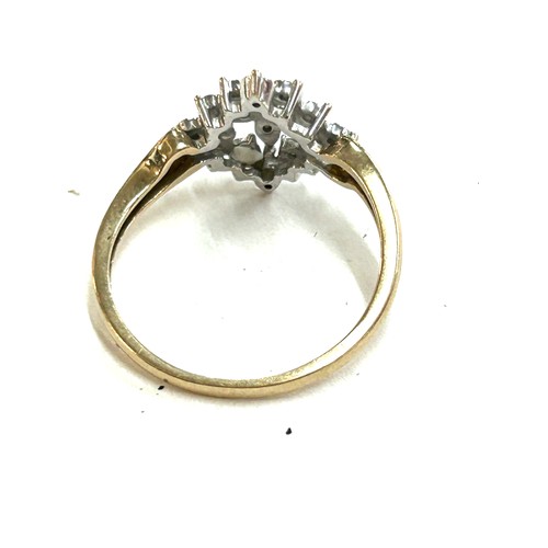 395 - Ladies 9ct gold and diamond hallmarked ring, ring size total Q, overall weight 2.3g