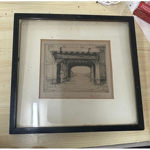 11A - Framed antique pencil sketching signed ' Dedham' and ' Youtou Mattews' measures approx 22 inches wid... 