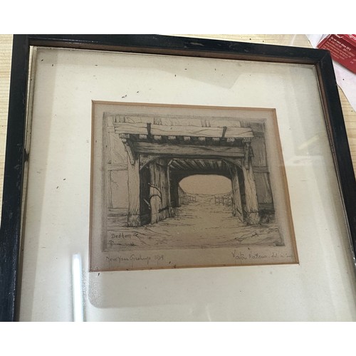 11A - Framed antique pencil sketching signed ' Dedham' and ' Youtou Mattews' measures approx 22 inches wid... 