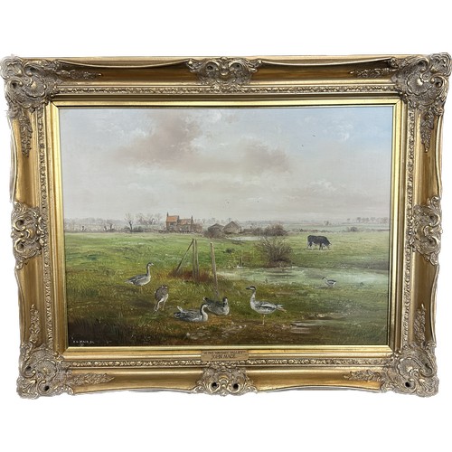 72 - Guilt framed signed painting by John Mace ' In the Waveney Valley' measures approx 24 inches tall by... 