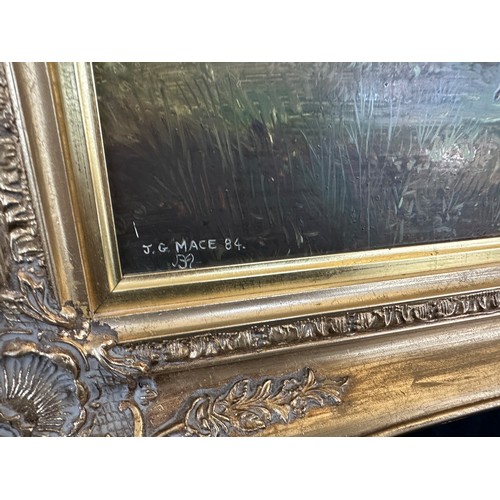 72 - Guilt framed signed painting by John Mace ' In the Waveney Valley' measures approx 24 inches tall by... 