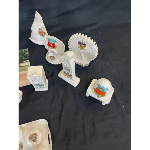 48 - Large selection of assorted crested china includes sea shell, Memorial, Black pool shower etc