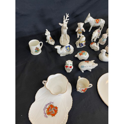 52 - Large selection of assorted crested china includes animals cups and saucers etc