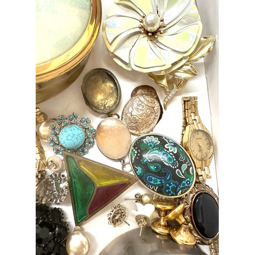 310 - Selection of vintage and later costume jewellery includes 9ct gold earrings etc