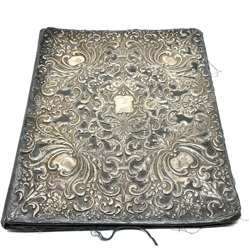 10 - Antique silver fronted folder Birmingham silver hallmarks measures approx 27cm by 21cm