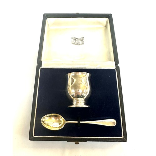 392 - Cased silver egg cup and spoon in original garrard and co box london 1953