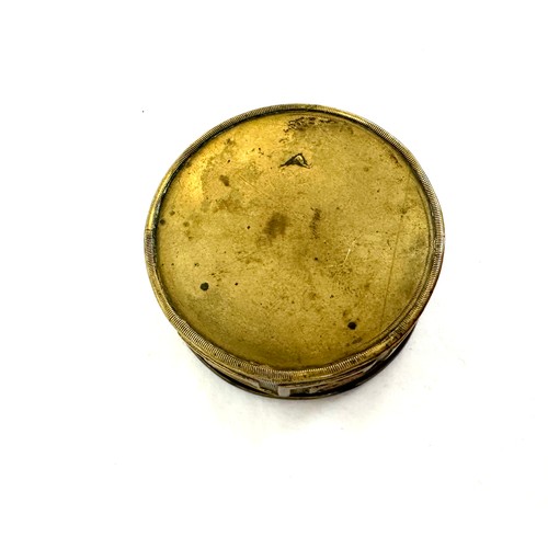 407 - Early 19th century admiral Lord Nelson brass snuff box box diameter 5.4cm