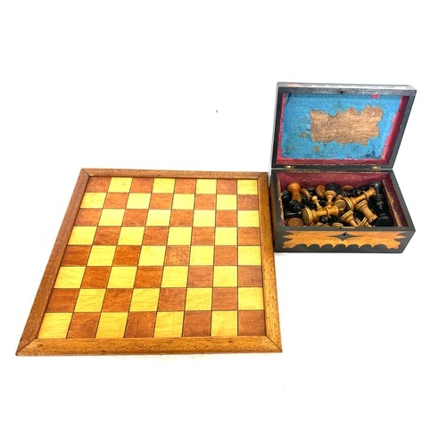 68 - Jaques type chess set in victorian box with board