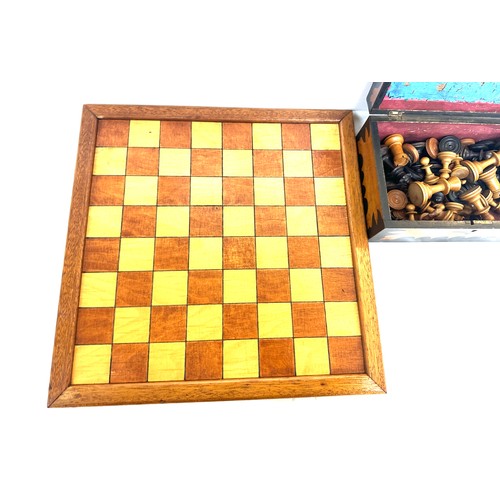 68 - Jaques type chess set in victorian box with board