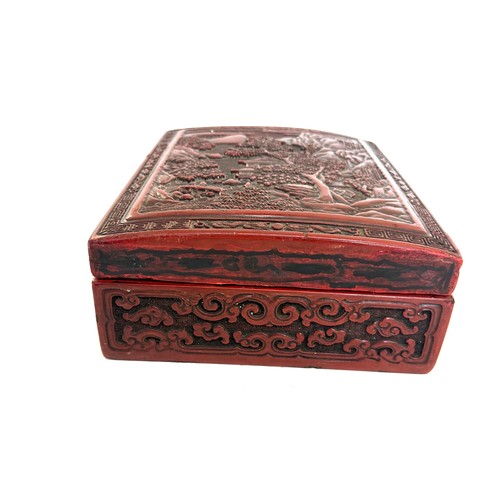 4 - Antique Chinese red cinnabar lacquered box