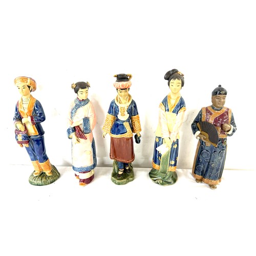 51 - Selection of 5 Chinese mud men/ geisha girl figures, some are signed, tallest measures approximately... 