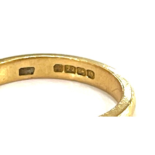 391 - 22ct Gold wedding band, total weight 4.6grams, hallmarked 22, ring size N