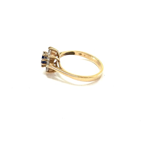 291 - Ladies 9ct gold stone set dress ring, hallmarks are worn, ring size R total weight 3.7grams