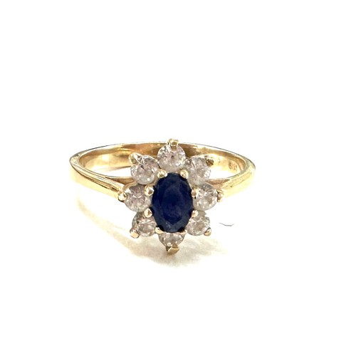 291 - Ladies 9ct gold stone set dress ring, hallmarks are worn, ring size R total weight 3.7grams