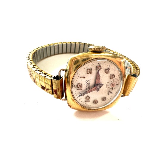 400 - Vintage 18ct gold Rolex Lanco ladies wristwatch, winds up and ticks no warranty given