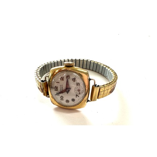 400 - Vintage 18ct gold Rolex Lanco ladies wristwatch, winds up and ticks no warranty given