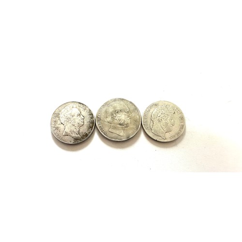 401 - Selection 3 solid silver antique foreign coins to include a franc and Netherland coins, approximate ... 