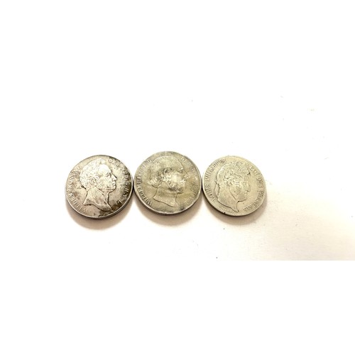 401 - Selection 3 solid silver antique foreign coins to include a franc and Netherland coins, approximate ... 