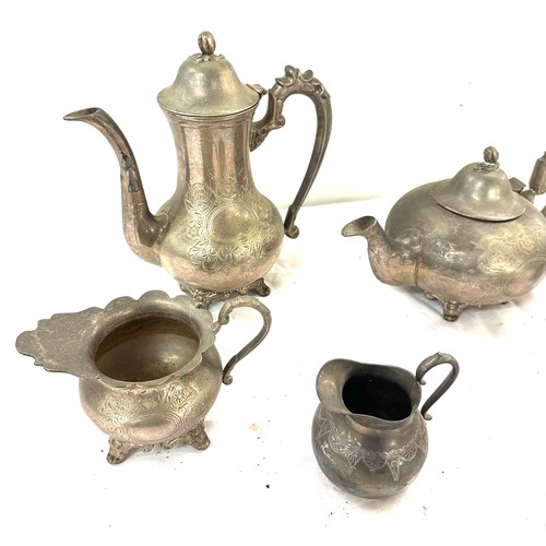 72 - Selection of assorted metal ware includes part tea service etc