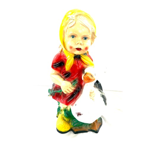 65 - Plastic garden figure of a young girl and a goose, height approximately 19 inches