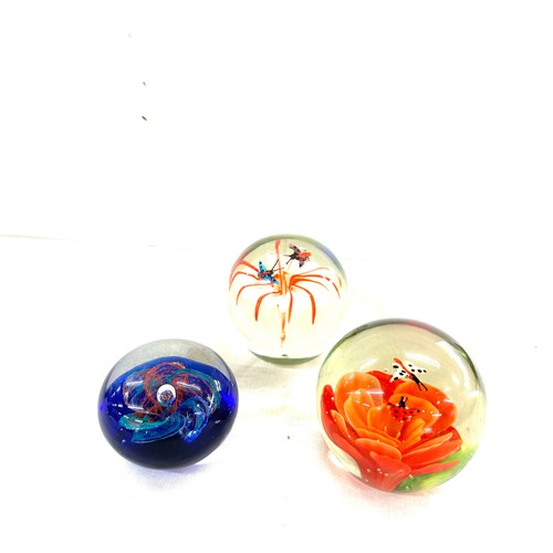 53 - 2 Vintage murano glass butterfly paperweights and 1 other