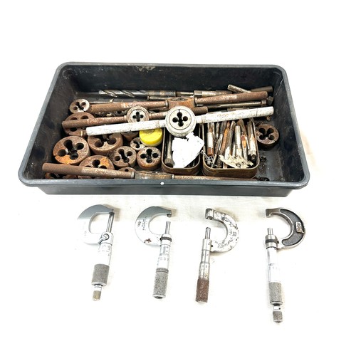 89 - Selection of vintage and later tools includes micrometers, tap and dye etc