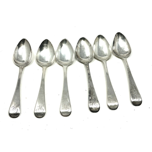 110 - 6 georgian silver tea spoons