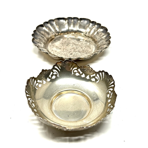 120 - 2 silver sweet dishes largest measures approx 11cm