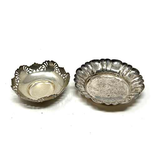 120 - 2 silver sweet dishes largest measures approx 11cm