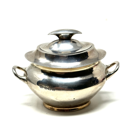 111 - Silver caddy birmingham silver hallmarks measures approx 11cm wide height 8cm