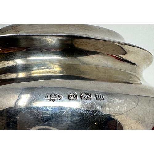 111 - Silver caddy birmingham silver hallmarks measures approx 11cm wide height 8cm