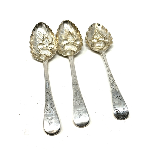 103 - 3 georgian silver berry spoons