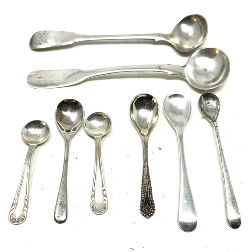 118 - 8 antique silver salt & mustard spoons