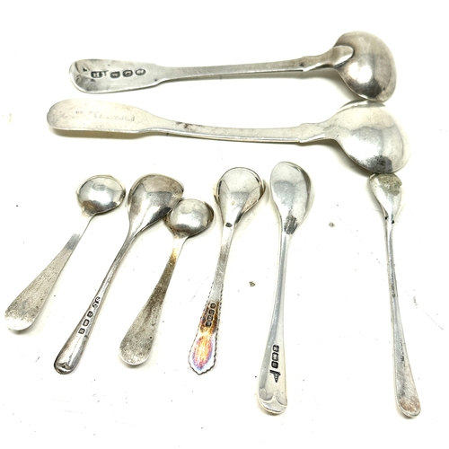 118 - 8 antique silver salt & mustard spoons