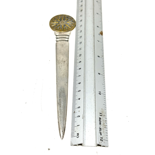 136 - 925 hallmarked silver letter opener brass top