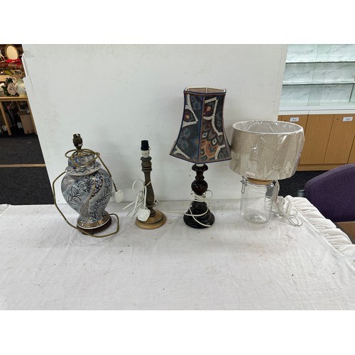 54 - Selection of vintage and later lamp bases and 2 shades includes Laura Ashley etc