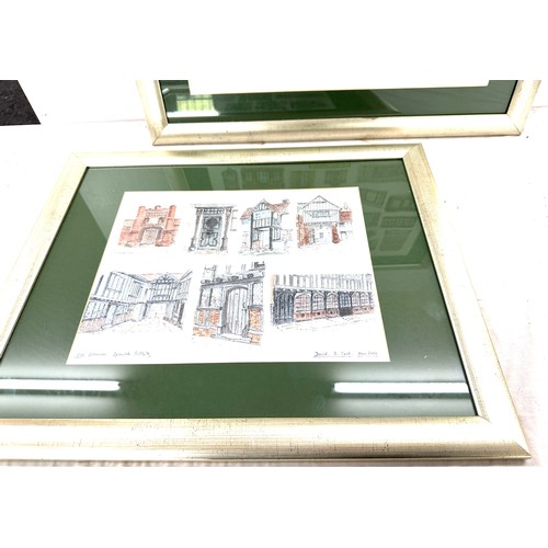 18 - 2 Framed paintings by David S Cook, Ipswich windows and Ipswich old entrances, 22 inches tall 25 inc... 