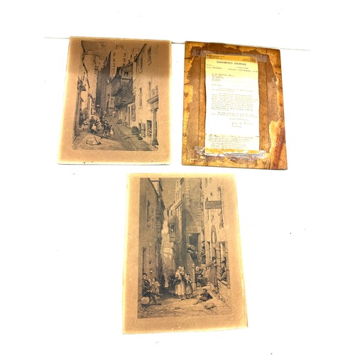 36 - Pair of original antique George Cattermole lithographs, Edinburgh scenes, both signed by Cattermore ... 