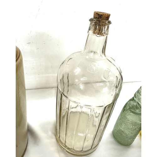 71 - Vintage poison bottle, earthenware bottle, codd bottle and a advertising bottle